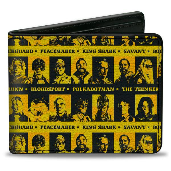 Buckle-Down Bi-Fold Wallet - The Suicide Squad 2021 Character Caution Blocks Tape Yellows Black