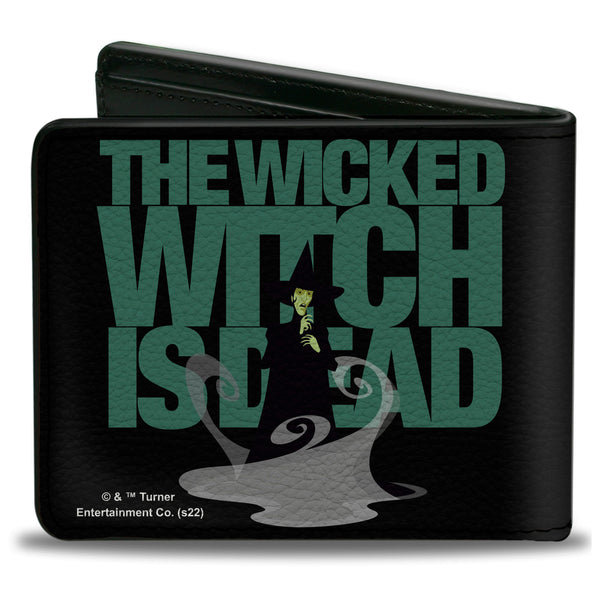 Buckle-Down Bi-Fold Wallet - The Wizard Of Oz THE WICKED WITCH IS DEAD Quote Black/Green/Grays
