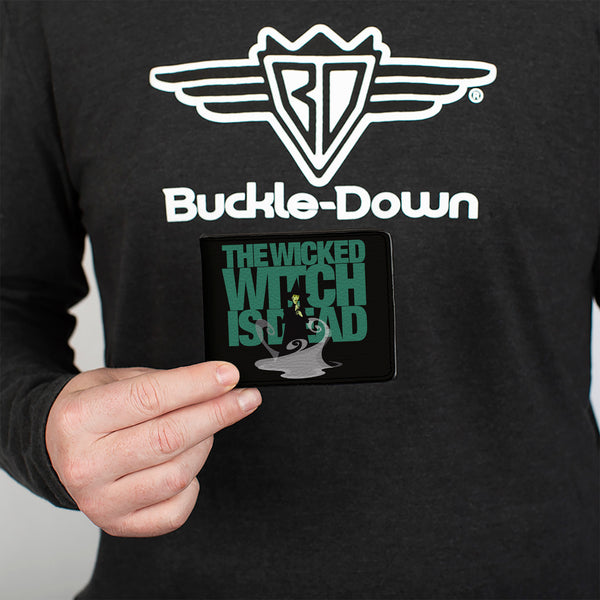 Buckle-Down Bi-Fold Wallet - The Wizard Of Oz THE WICKED WITCH IS DEAD Quote Black/Green/Grays