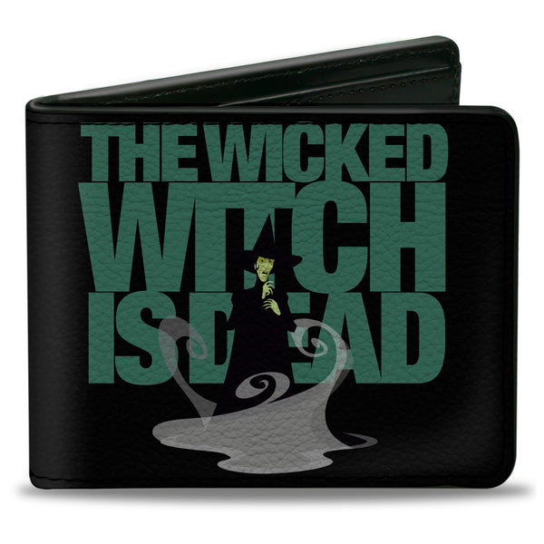 Buckle-Down Bi-Fold Wallet - The Wizard of Oz THE WICKED WITCH IS DEAD Quote Black/Green/Grays