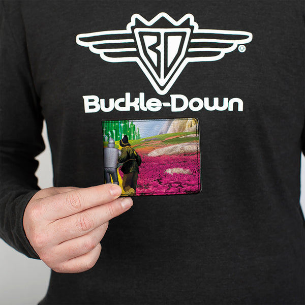 Buckle-Down Bi-Fold Wallet - The Wizard Of Oz Yellow Brick Road Poppy Field And Emerald City Scene