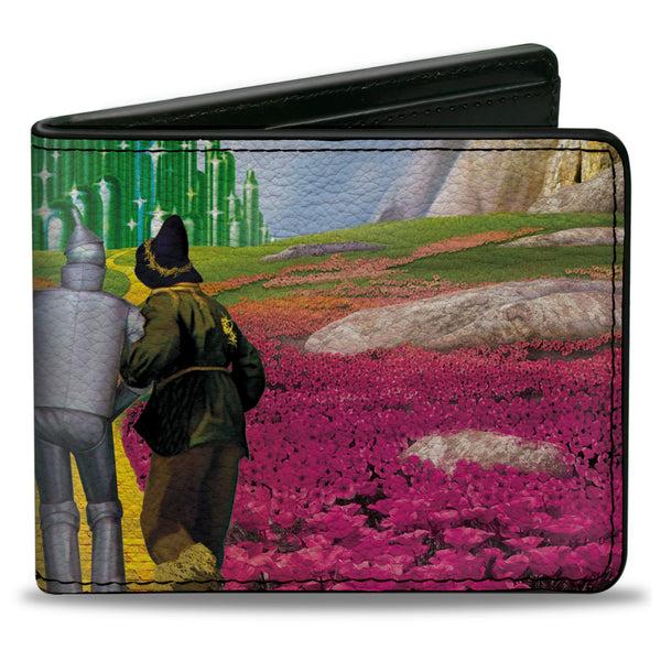 Buckle-Down Bi-Fold Wallet - The Wizard of Oz Yellow Brick Road Poppy Field and Emerald City Scene