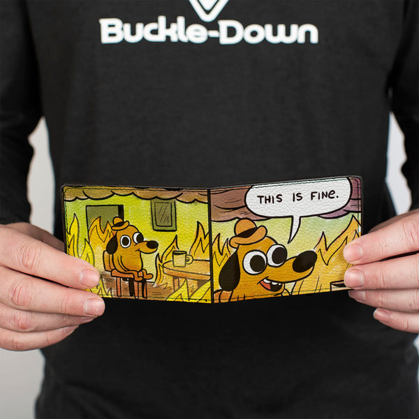 Buckle-Down Bi-Fold Wallet - THIS IS FINE Question Hound Cafe Fire Comic Strip