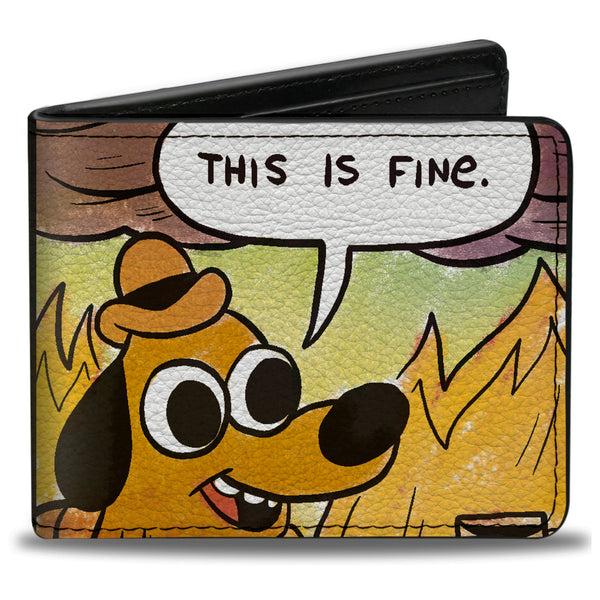 Buckle-Down Bi-Fold Wallet - THIS IS FINE Question Hound Cafe Fire Comic Strip