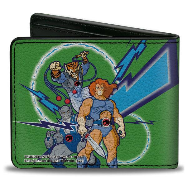 Buckle-Down Bi-Fold Wallet - ThunderCats Classic 3-Character Group Pose And Lightning Bolts Green Blues