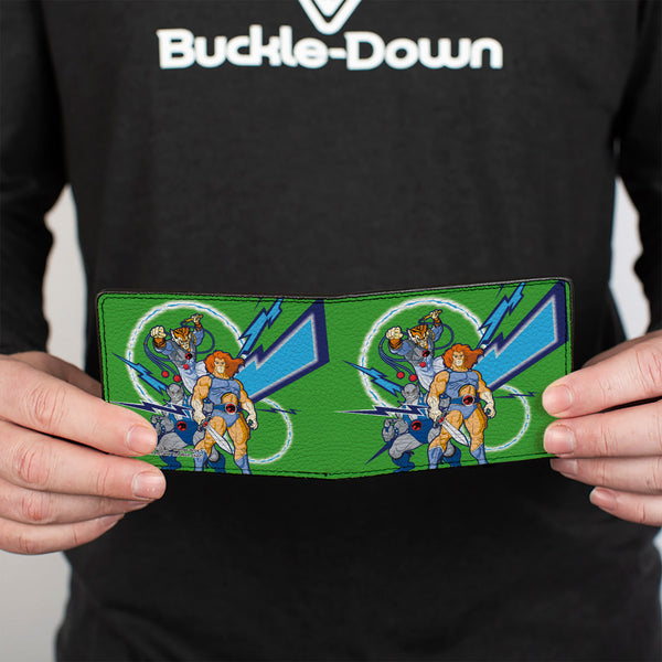 Buckle-Down Bi-Fold Wallet - ThunderCats Classic 3-Character Group Pose And Lightning Bolts Green Blues