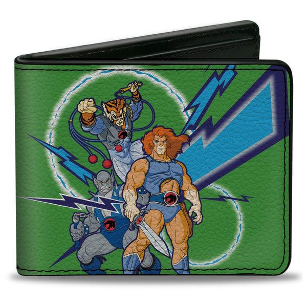 Buckle-Down Bi-Fold Wallet - ThunderCats Classic 3-Character Group Pose and Lightning Bolts Green Blues