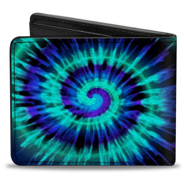 Buckle-Down Bi-Fold Wallet - Tie Dye Spiral Blues Purples