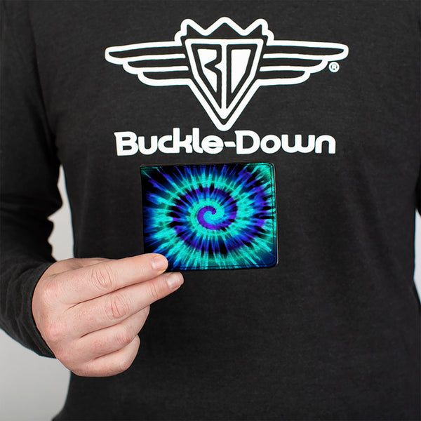 Buckle-Down Bi-Fold Wallet - Tie Dye Spiral Blues Purples