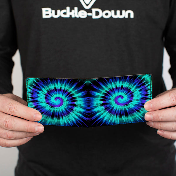 Buckle-Down Bi-Fold Wallet - Tie Dye Spiral Blues Purples