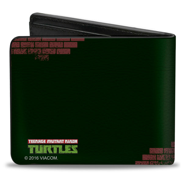 Buckle-Down Bi-Fold Wallet - TMNT Rocksteady & Bebop Poses Bricks Gray Black