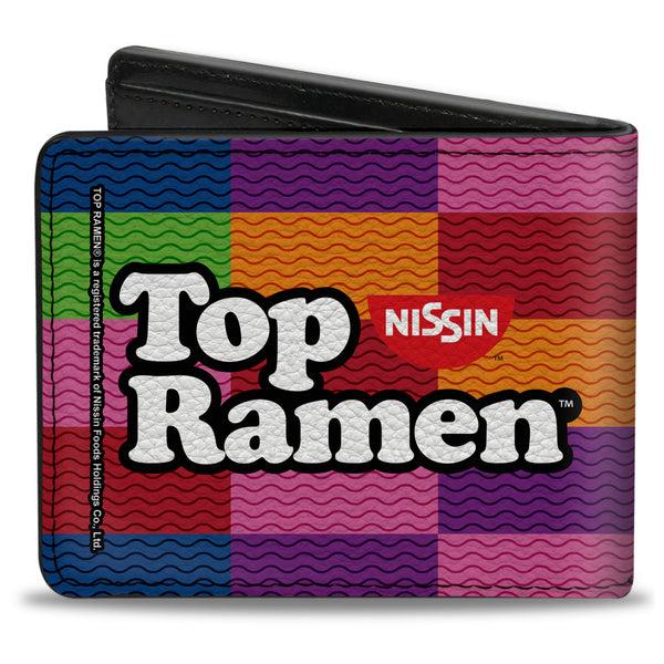 Buckle-Down Bi-Fold Wallet - TOP RAMEN Noodle Wave Blocks Multi Color Black White