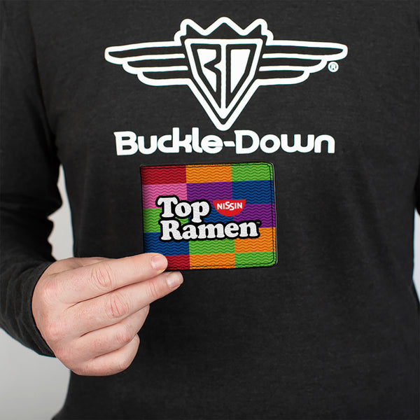 Buckle-Down Bi-Fold Wallet - TOP RAMEN Noodle Wave Blocks Multi Color Black White