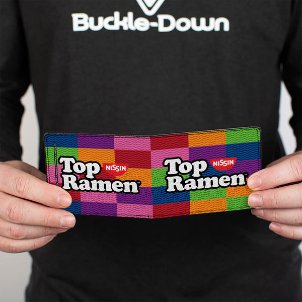 Buckle-Down Bi-Fold Wallet - TOP RAMEN Noodle Wave Blocks Multi Color Black White