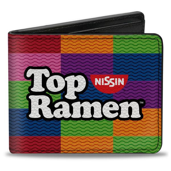 Buckle-Down Bi-Fold Wallet - TOP RAMEN Noodle Wave Blocks Multi Color Black White