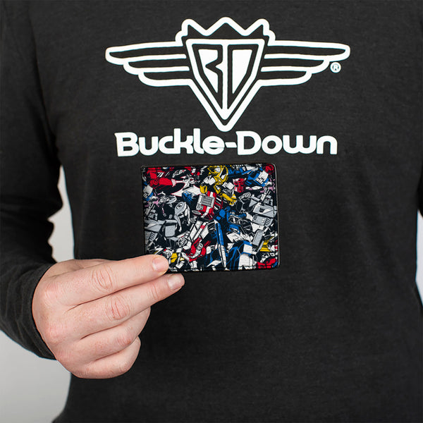Buckle-Down Bi-Fold Wallet - Transformers Autobot And Decepticon Robots And Alternate Modes Collage