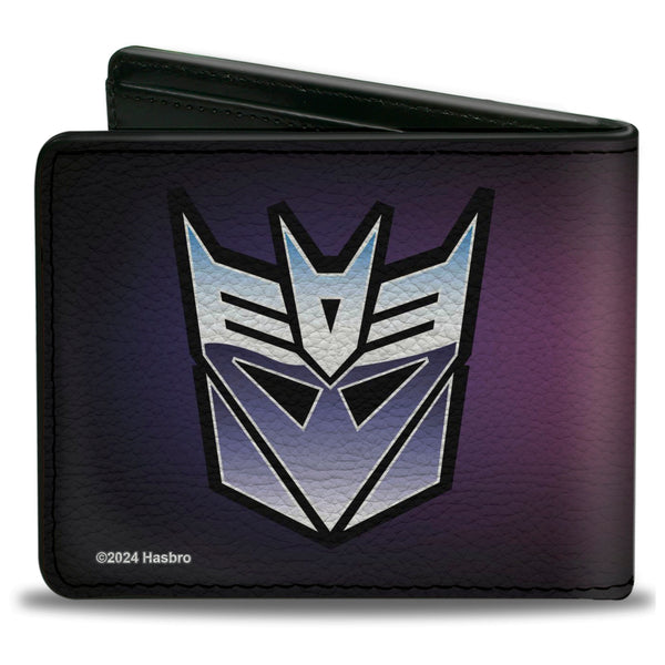 Buckle-Down Bi-Fold Wallet - Transformers Autobot And Decepticon Gradient Shields Reds/Purples