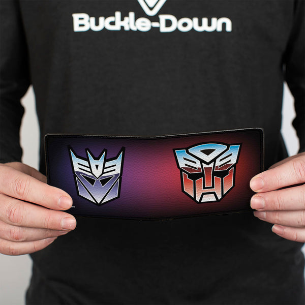 Buckle-Down Bi-Fold Wallet - Transformers Autobot And Decepticon Gradient Shields Reds/Purples