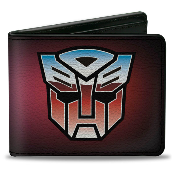 Buckle-Down Bi-Fold Wallet - Transformers Autobot and Decepticon Gradient Shields Reds/Purples