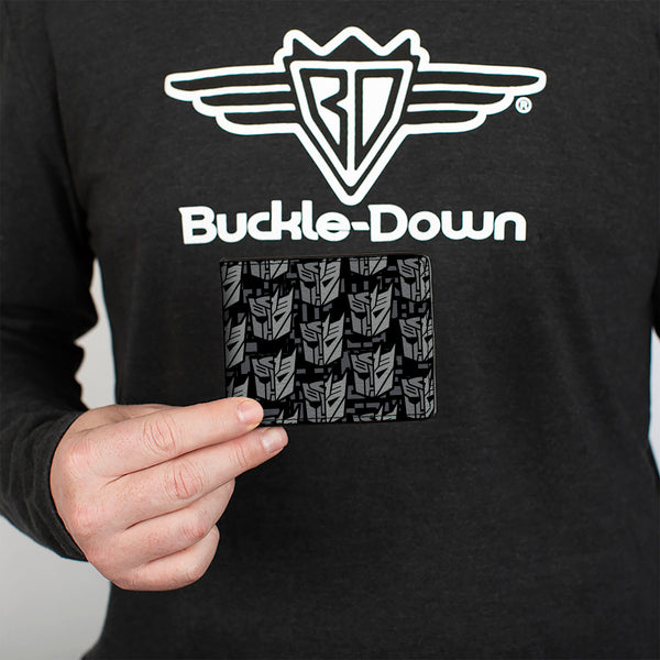 Buckle-Down Bi-Fold Wallet - Transformers Autobot Decepticon Icon Split Black/Grays