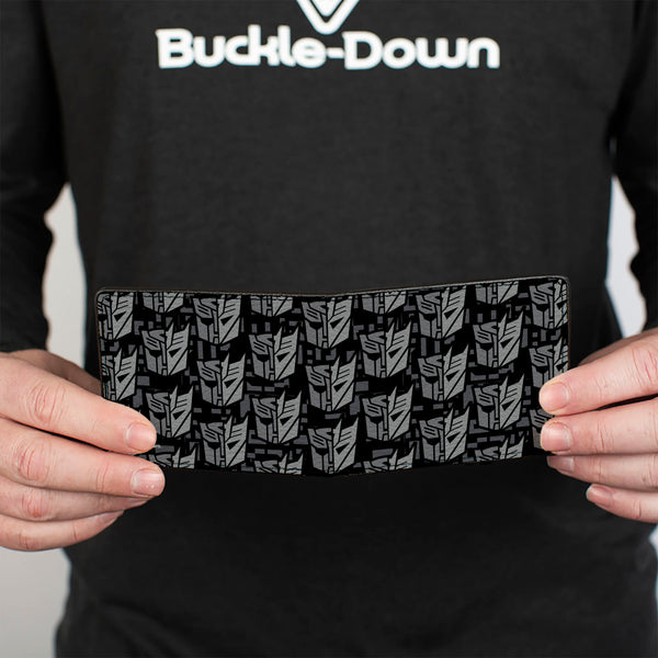 Buckle-Down Bi-Fold Wallet - Transformers Autobot Decepticon Icon Split Black/Grays