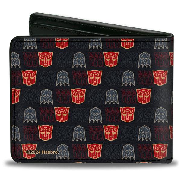 Buckle-Down Bi-Fold Wallet - Transformers Autobot Decepticon Shield Flip Black/Multi Color