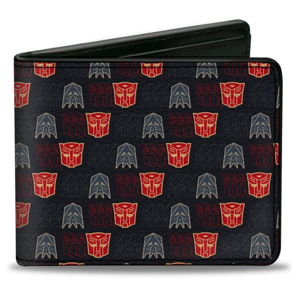 Buckle-Down Bi-Fold Wallet - Transformers Autobot Decepticon Shield Flip Black/Multi Color