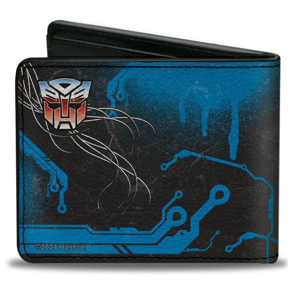 Buckle-Down Bi-Fold Wallet - Transformers Autobot Gradient Shield And Circuitry Black/Blues