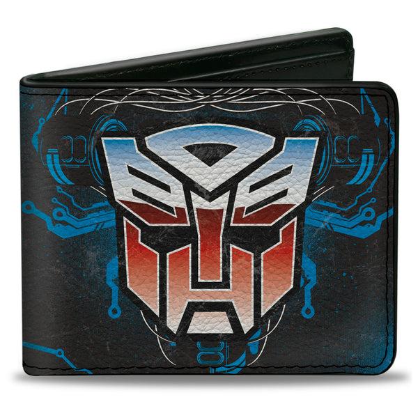 Buckle-Down Bi-Fold Wallet - Transformers Autobot Gradient Shield and Circuitry Black/Blues