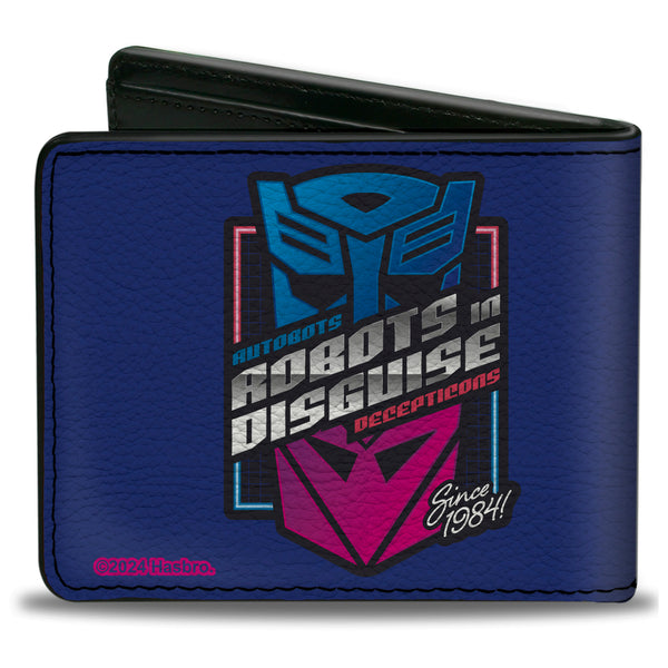 Buckle-Down Bi-Fold Wallet - Transformers Autobots And Decepticons ROBOTS IN DISGUISE Pose And Logo Blues
