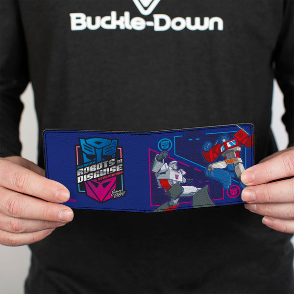 Buckle-Down Bi-Fold Wallet - Transformers Autobots And Decepticons ROBOTS IN DISGUISE Pose And Logo Blues
