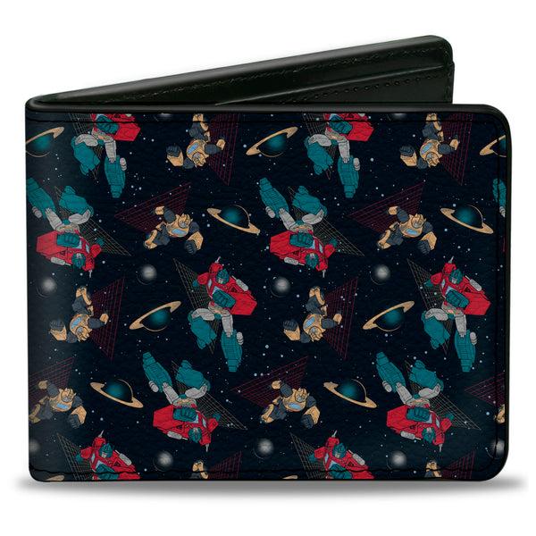 Buckle-Down Bi-Fold Wallet - Transformers Bumblebee and Optimus Prime Pose Collage Black