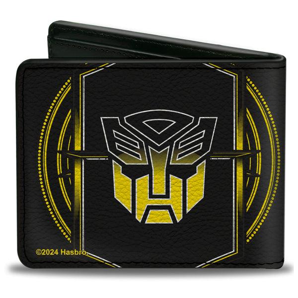 Buckle-Down Bi-Fold Wallet - Transformers Bumblebee Pose And Autobot Logo Shield Black/Yellows