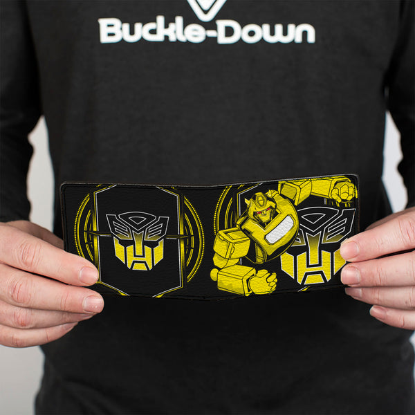Buckle-Down Bi-Fold Wallet - Transformers Bumblebee Pose And Autobot Logo Shield Black/Yellows