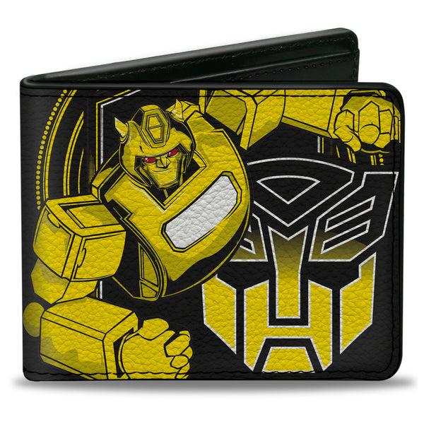 Buckle-Down Bi-Fold Wallet - Transformers Bumblebee Pose and Autobot Logo Shield Black/Yellows