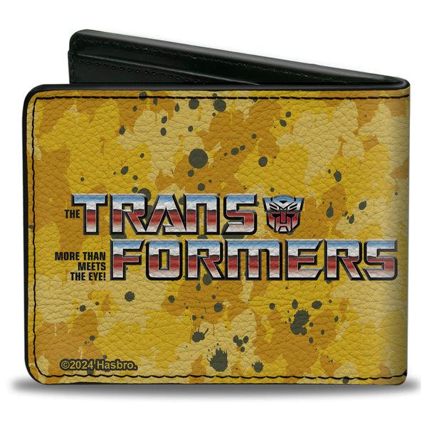 Buckle-Down Bi-Fold Wallet - TRANSFORMERS Bumblebee STAND STRONG Autobot Icon Splatter Yellows