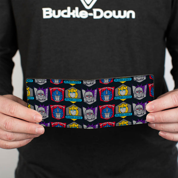 Buckle-Down Bi-Fold Wallet - Transformers Character Trio Face And Name Icons Black/Multi Color