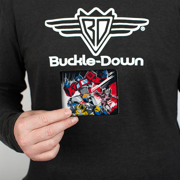 Buckle-Down Bi-Fold Wallet - Transformers Decepticon And Autobots Battle Black/White