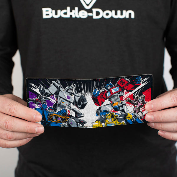 Buckle-Down Bi-Fold Wallet - Transformers Decepticon And Autobots Battle Black/White