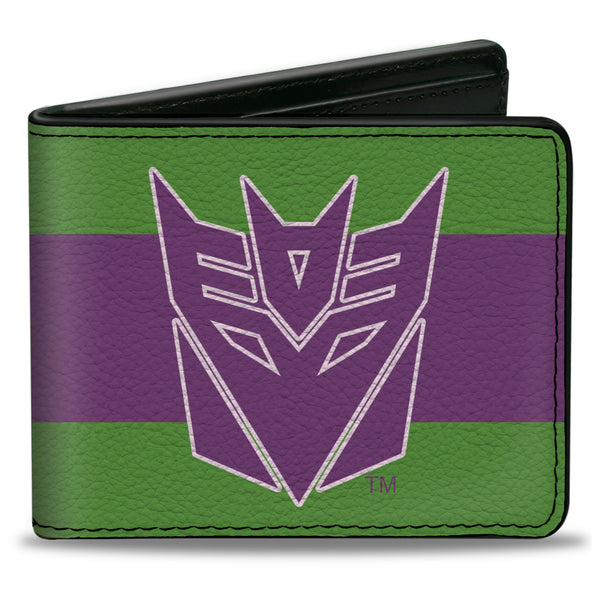 Buckle-Down Bi-Fold Wallet - Transformers Decepticon Shield and Stripe Green/Purple/White
