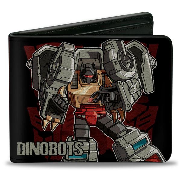 Buckle-Down Bi-Fold Wallet - Transformers DINOBOTS Grimlock/Snarl/Swoop/Sludge/Slag Panels Black/Reds