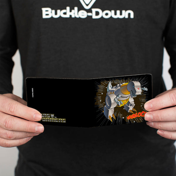 Buckle-Down Bi-Fold Wallet - Transformers GRIMLOCK Tyrannosaurus Rex Halftone Pose And Logo Black