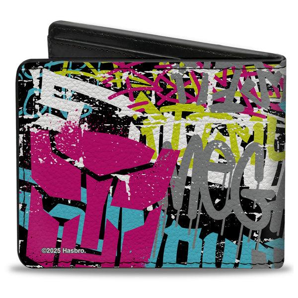 Buckle-Down Bi-Fold Wallet - Transformers Icons And Names Graffiti Collage Black/Multi Color