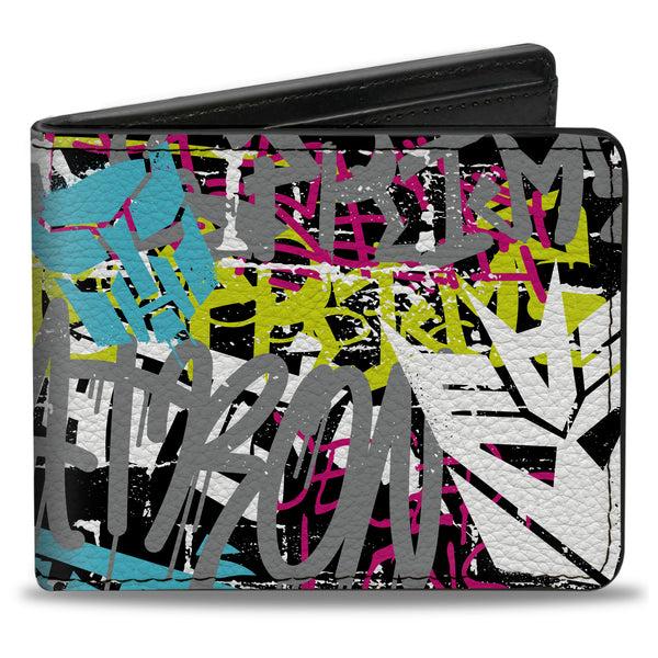 Buckle-Down Bi-Fold Wallet - Transformers Icons And Names Graffiti Collage Black/Multi Color