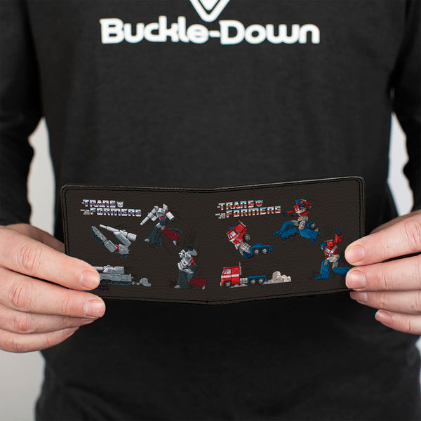Buckle-Down Bi-Fold Wallet - TRANSFORMERS Optimus Prime And Megatron Conversion Scenes Black