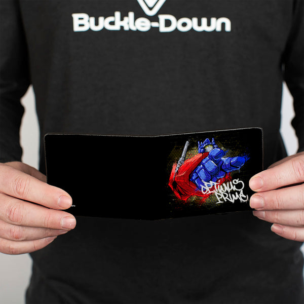 Buckle-Down Bi-Fold Wallet - Transformers OPTIMUS PRIME Pointing Pose/Tag Black
