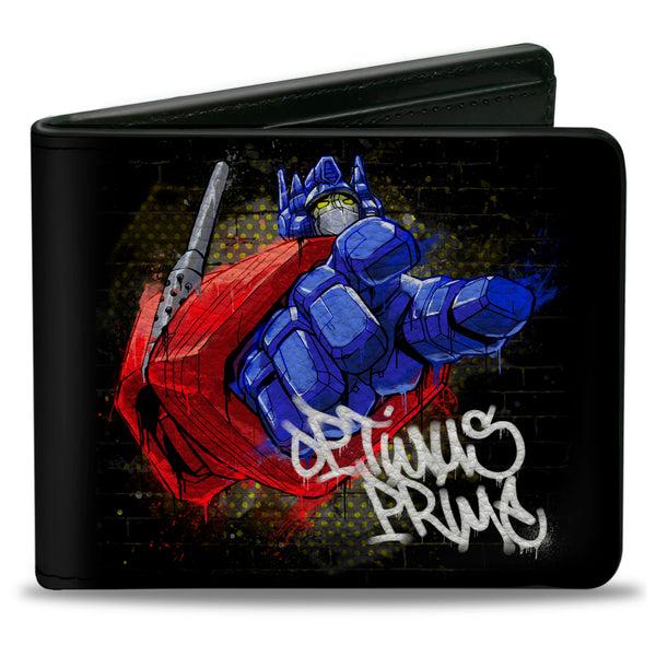 Buckle-Down Bi-Fold Wallet - Transformers OPTIMUS PRIME Pointing Pose/Tag Black