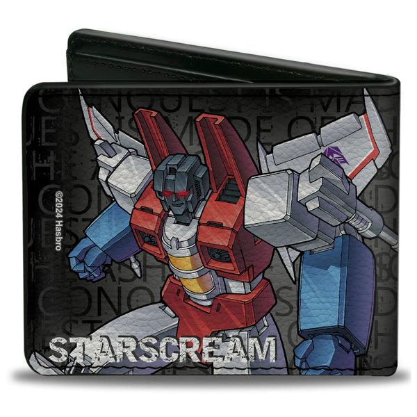 Buckle-Down Bi-Fold Wallet - Transformers STARSCREAM Poses And Decepticon Shield Black/Grays