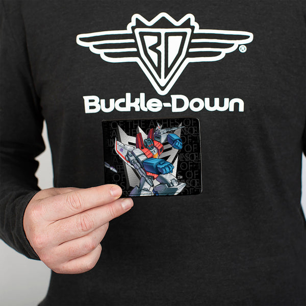 Buckle-Down Bi-Fold Wallet - Transformers STARSCREAM Poses And Decepticon Shield Black/Grays