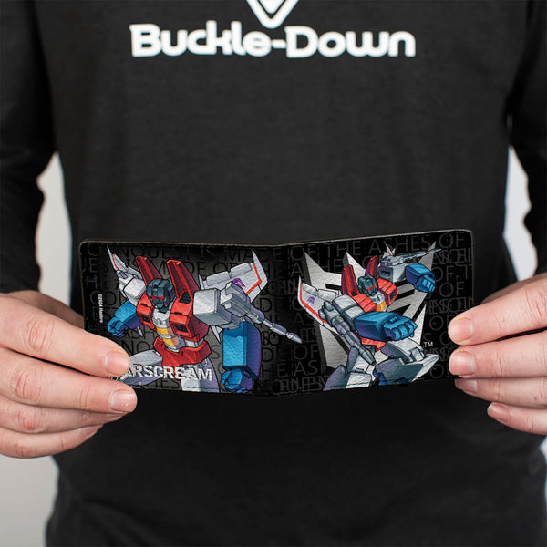 Buckle-Down Bi-Fold Wallet - Transformers STARSCREAM Poses And Decepticon Shield Black/Grays